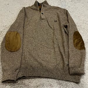 🚫SOLD🚫Chaps 1/4 Button Sweater Mens L Brown Elbow Patches